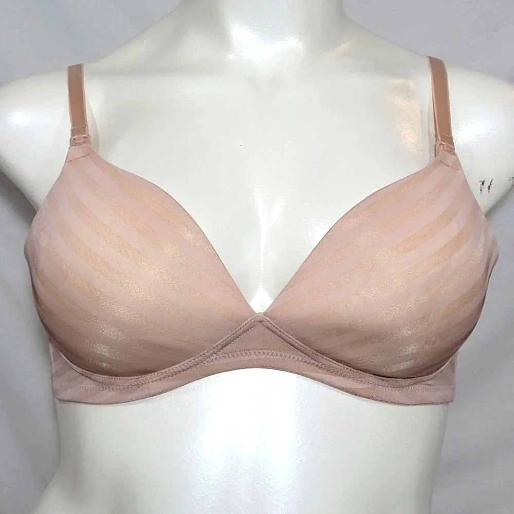 Motherhood Maternity MIA Striped Molded Cup Nursing Wire Free Bra Nude NWOT